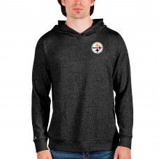 Pittsburgh Steelers Antigua Heathered Black Absolute Pullover Hoodie