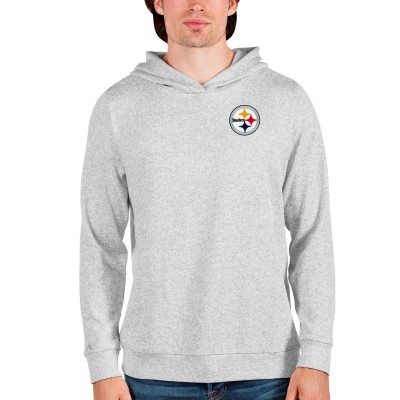 Pittsburgh Steelers Antigua Heathered Gray Absolute Pullover Hoodie