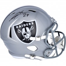 Autographed Las Vegas Raiders Charles Woodson Fanatics Authentic Half & Half Riddell Speed Replica Helmet - Signature on Las Vegas Side