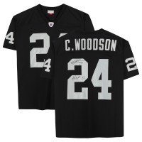 Autographed Las Vegas Raiders Charles Woodson Black Mitchell & Ness Authentic Jersey with HOF 21 Inscription