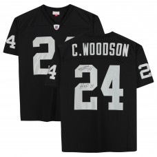 Autographed Las Vegas Raiders Charles Woodson Black Mitchell & Ness Authentic Jersey with HOF 21 Inscription