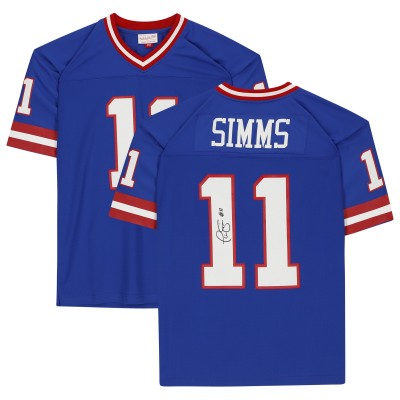 Autographed New York Giants Phil Simms Fanatics Authentic Mitchell & Ness Royal Replica Jersey