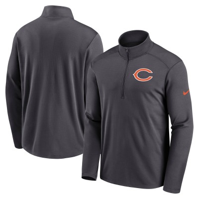 Chicago Bears Nike Anthracite Agility Pacer Performance Half-Zip Top