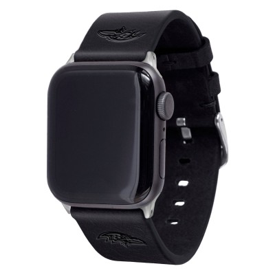Браслет Baltimore Ravens Leather Apple Watch - Black - оригинальные аксессуары NFL Балтимор Равенс