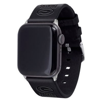 Браслет Green Bay Packers Leather Apple Watch - Black - оригинальные аксессуары NFL Грин Бэй Пэкерс