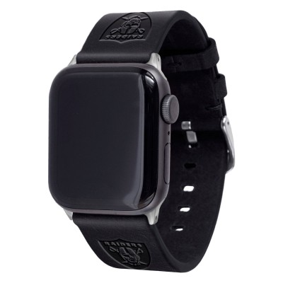 Браслет Las Vegas Raiders Leather Apple Watch - Black - оригинальные аксессуары NFL Лас-Вегас Райдерс
