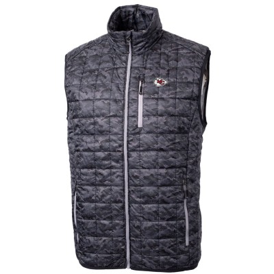 Kansas City Chiefs Cutter & Buck Rainier Printed Full-Zip Puffer Vest - Black - оригинальная атрибутика Канзас-Сити Чифс