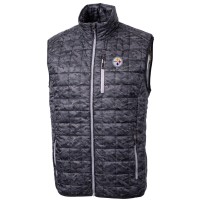 Pittsburgh Steelers Cutter & Buck Black Rainier Printed Full-Zip Puffer Vest