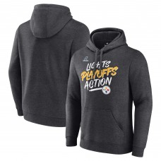 Толстовка с капюшоном Pittsburgh Steelers 2021 NFL Playoffs Bound Lights Action - Heathered Charcoal