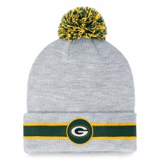 Шапка с помпоном Green Bay Packers Cuffed Knit - Heather Gray