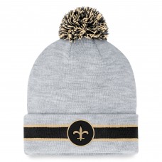Шапка с помпоном New Orleans Saints Fanatics Heather Gray Cuffed Knit