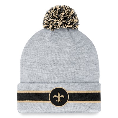 Шапка с помпоном New Orleans Saints Fanatics Heather Gray Cuffed Knit