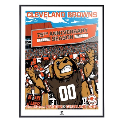 Cleveland Browns Phenom Gallery 75th Anniversary 18 x 24 Team Deluxe Framed Serigraph Print