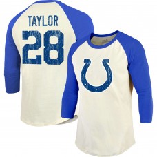 Футболка с рукавом 3/4 Jonathan Taylor Indianapolis Colts Majestic Threads Player Name & Number Raglan - Cream/Royal
