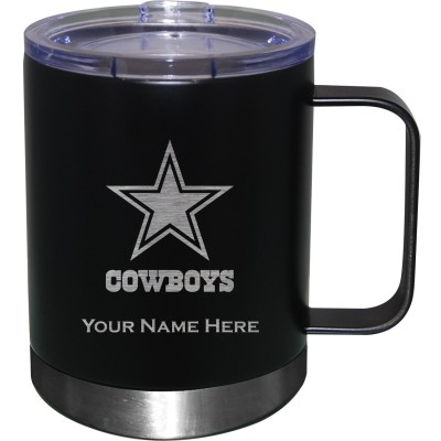 Dallas Cowboys Black 12oz. Personalized Stainless Steel Lowball with Handle
