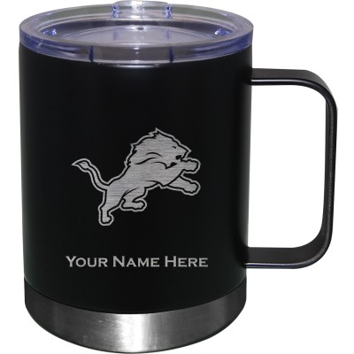 Detroit Lions Black 12oz. Personalized Stainless Steel Lowball with Handle