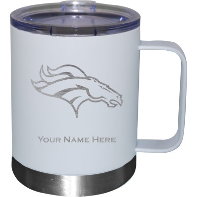 Denver Broncos White 12oz. Personalized Stainless Steel Lowball with Handle