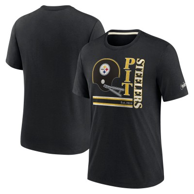 Pittsburgh Steelers Nike Black Wordmark Logo Tri-Blend T-Shirt