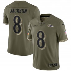 Игровая джерси Lamar Jackson Baltimore Ravens Nike 2022 Salute To Service Limited - Olive