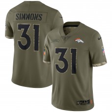 Джерси Justin Simmons Denver Broncos Nike 2022 Salute To Service Limited - Olive