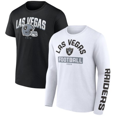 Las Vegas Raiders Fanatics Black/White Long and Short Sleeve Two-Pack T-Shirt