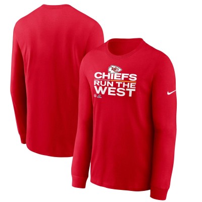 Футболка с длинным рукавом Kansas City Chiefs Nike 2021 AFC West Division Champions Trophy Collection - Red - оригинальная атрибутика плейофф НФЛ 2021/2022