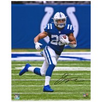 Autographed Indianapolis Colts Jonathan Taylor Fanatics Authentic 16 x 20 Royal Jersey Running Photograph