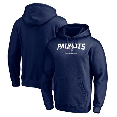 New England Patriots Navy Logo Team Lockup Fitted Pullover Hoodie