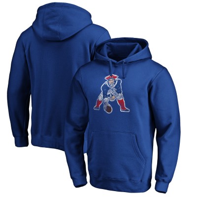 New England Patriots Royal Throwback Logo Pullover Hoodie