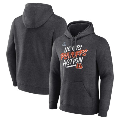 Толстовка с капюшоном Cincinnati Bengals 2021 NFL Playoffs Bound Lights Action - Charcoal - оригинальная атрибутика плейофф НФЛ 2021/2022