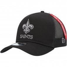 New Orleans Saints New Era x Alpha Industries A-Frame 9FORTY Trucker Snapback Hat - Black