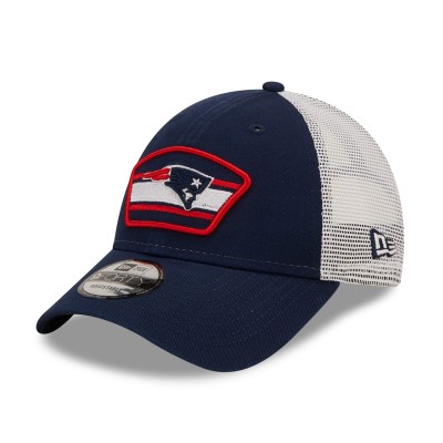 New England Patriots New Era Navy/White Logo Patch Trucker 9FORTY Snapback Hat