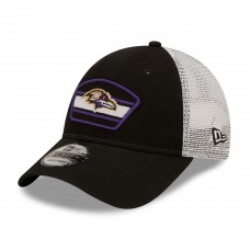 Бейсболка Baltimore Ravens New Era Logo Patch Trucker 9FORTY - Black/White