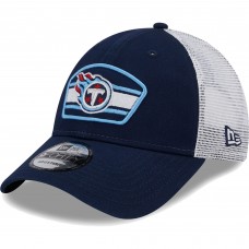 Tennessee Titans New Era Logo Patch Trucker 9FORTY Snapback Hat - Navy/White