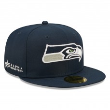 Seattle Seahawks New Era x Alpha Industries Alpha 59FIFTY Fitted Hat - College Navy