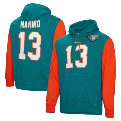 Толстовка Dan Marino Miami Dolphins Mitchell & Ness Retired Player Name & Number - Aqua