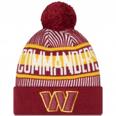 Шапка с помпоном Washington Commanders New Era Striped Cuffed Knit - Burgundy