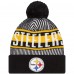 Шапка с помпоном Pittsburgh Steelers New Era Striped Cuffed Knit - Black