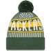 Шапка с помпоном Green Bay Packers New Era Striped Cuffed Knit - Green