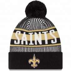 Шапка с помпоном New Orleans Saints New Era Striped Cuffed Knit - Black