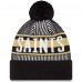 Шапка с помпоном New Orleans Saints New Era Striped Cuffed Knit - Black