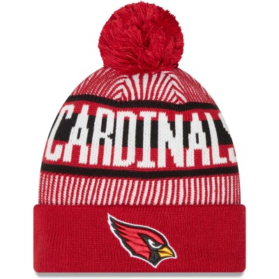 Шапка с помпоном Arizona Cardinals New Era Striped Cuffed Knit - Cardinal