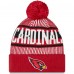 Шапка с помпоном Arizona Cardinals New Era Striped Cuffed Knit - Cardinal