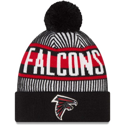 Шапка с помпоном Atlanta Falcons New Era Striped Cuffed Knit - Black