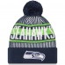Шапка с помпоном Seattle Seahawks New Era Striped Cuffed Knit - College Navy Шапка с помпоном Seattle Seahawks New Era Striped Cuffed Knit - College Navy