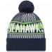 Шапка с помпоном Seattle Seahawks New Era Striped Cuffed Knit - College Navy