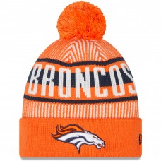 Шапка с помпоном Denver Broncos New Era Striped Cuffed Knit - Orange