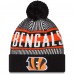 Шапка с помпоном Cincinnati Bengals New Era Striped Cuffed Knit - Black
