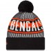 Шапка с помпоном Cincinnati Bengals New Era Striped Cuffed Knit - Black