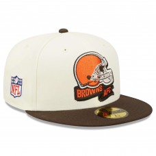 Бейсболка Cleveland Browns New Era 2022 Sideline 59FIFTY - Cream/Brown